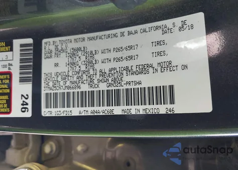 2018 Toyota Tacoma Trd Sport из США, поврежденный, VIN 3TMAZ5CN7JM066896